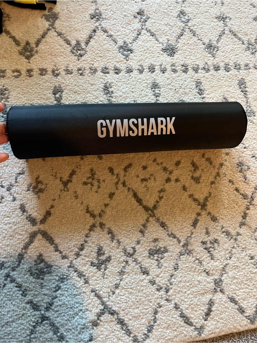 Gymshark Black Barbell Pad with White Logo Cushion